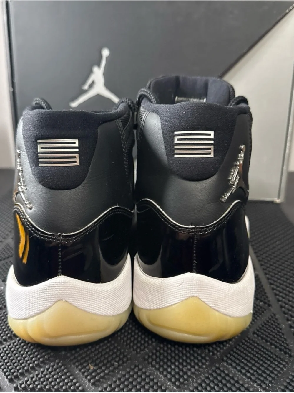 Jordan Men’s Athletic Shoes Black/White with Yellowed Sole